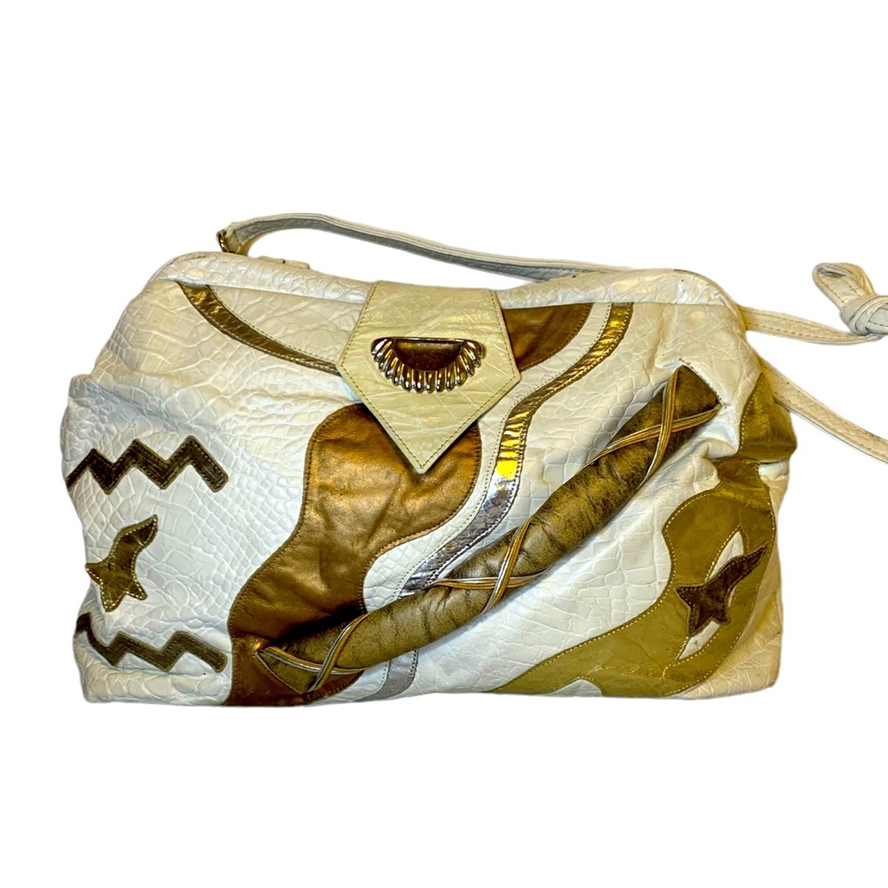 Vintage Leather Patchwork Handbag - image 1